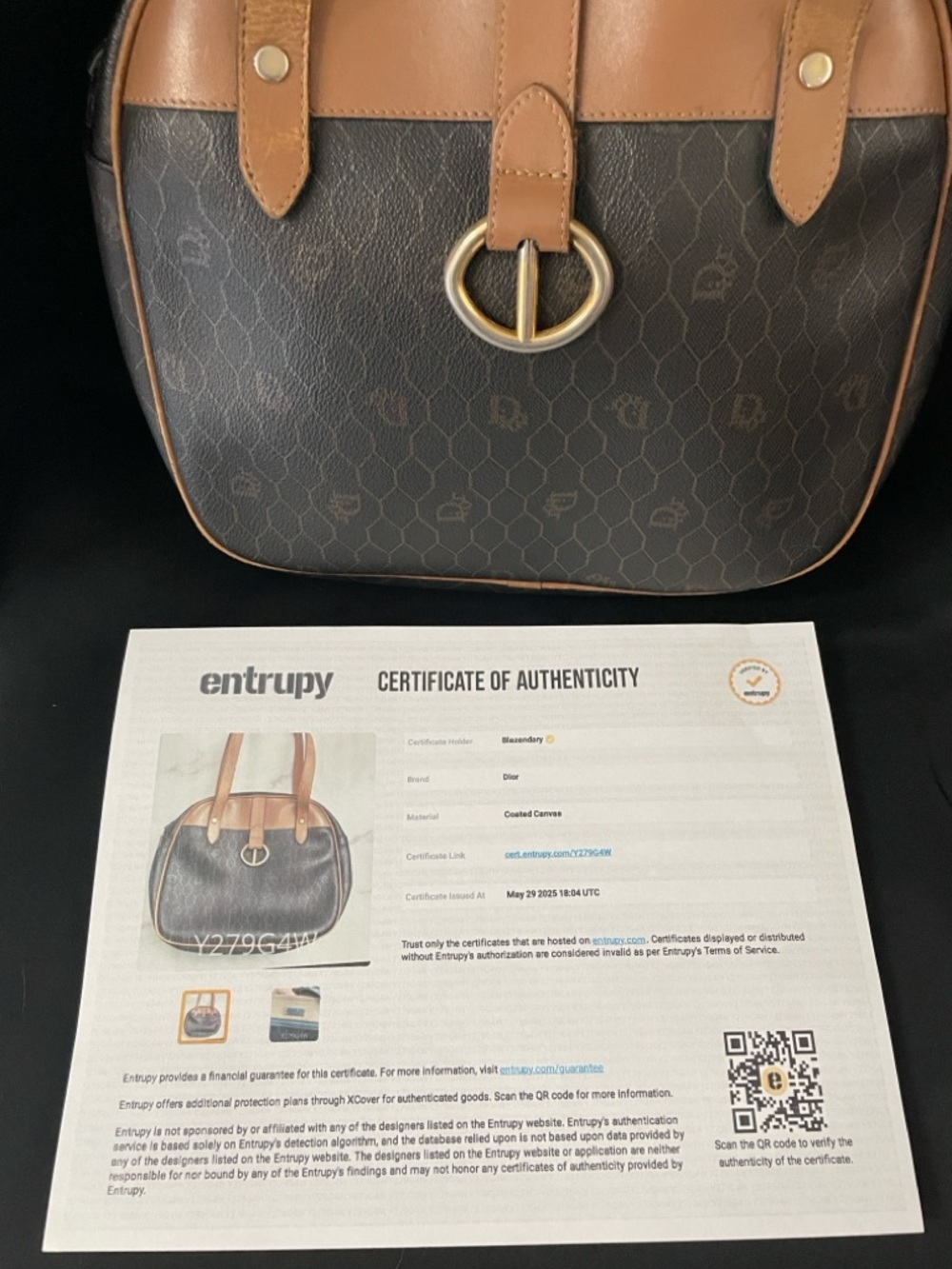 DIOR DARK Brown HONEYCOMB Shoulder Bag Tan Trim VTG GUC and Dior insert EUC COA - Picture 3 of 17